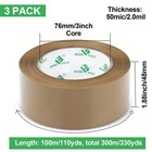 3 Rolls Brown Colour Packing Tape 2  X 110 Yards Heavy Duty Shipping Moving Box