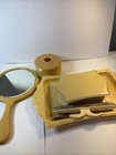 Vintage 7 Piece Bakelite Celluloid Ivory  Vanity Dresser Set Mirror Jewelry Box