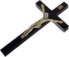 Vintage Wooden Metal Wall Cross Crucifix Holy Religious Carved Christ Black