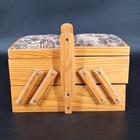 Vintage Wooden Accordion Sewing Box W  Fabric-top Lids Expandable Storage