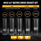 5-piece 1 2  Drive Metric Deep Impact Socket Set  15-22mm  6-point