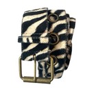 Vintage Zebra Fuzzy Faux Grommet Big Y2k Belt Unisex Fits Up To 53  