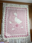 Vtg Pink Baby Girl Goose Duck Quilt Cottage Core Nursery Blanket 