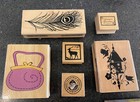 13 Rubber Stamps For Craft Card Wood Mount Block Stampin  Up  Inkadink Lot Used