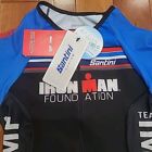 Santini Sleeved Trisuit Womens Medium  m  Blue Acqua Zero Ironman Nwts Italy