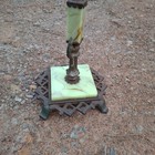 Antique Uranium Fish Bowl Tank Holder Stand Cast Iron Glass  Art Deco Base