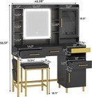 Black Vanity Set With Jewelry Cabinet Makeup Table With Hidden Storage Shelves