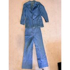 Vintage Tobias Collection Mens Blue Chambray Flare Suit Set 33x33 Retro 70s Y2k