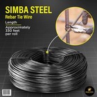 Rebar Tie Wire  16 Gage Black Soft Annealed  3 5lb Rolls 1 - 100 Qty Simba Steel