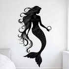 Mermaid Metal Wall Art Ocean Decor Black Mermaid Silhouette Hanging Sculpture