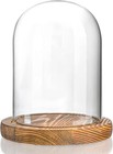 Cloche Glass Dome With Wooden Base  5 5  X 3 9  Display Case   Clear Glass Co   