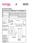 Burda 5935 Misses Knit Suit Jacket Pants  Size 18-28  Sewing Pattern New 
