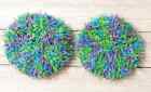Handmade Crochet Kitchen Reusable Dish Scrubbies Sponge 3 Inch Blue Purple 2pc