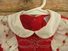 Vintage Polly Flinders Girls Hand Smocked Dress Red White Flowers Floral 12 Mo 