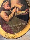 Vintage J  Leinenkugel Brewing Co  Man With Beer Stein Oval Metal Serving Tray C