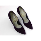 Vintage 50 s Pointy Toe Stiletto Heels 6 5 B Pinup Shoes  velvet Suede Purple