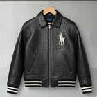 New Polo Varsity Bomber Jacket 100  Genuine Crocodile Leather  Black  Color   Rl