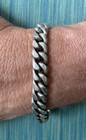 Heavy Signed 925 Mexico Sterling Silver Cuban Link Chain Bracelet 67g