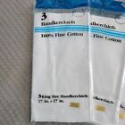 3 - 3 Packs Men s White Handkerchiefs 100  Cotton Hand Rolled Edges  New Vintage