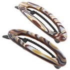 Handmade French Hair Barrettes For Women - Onyx  Metal-free  No-slip Flat Clips