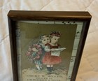 Antique Victorian Ephemera Framed  Victorian Trade Cards  Girls  Flowers