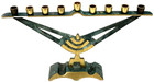 Vintage Jewish Hanukkah Menorah Judaism Israel Hebrew Jerusalem Judaica Brass