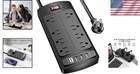 Us Wall Mountable Usb Surge Protector Power Strip 8 Outlet Plugs W  4 Usb Ports
