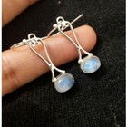 Moonstone Sterling Silver 925 Pear Fine Dangling Fine Ladies Vintage Earrings