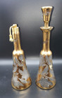 2 Vtg 12  Bottle Matching Set Atomizer Decanter  Gold Cut To Clear Glass        