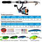 Telescopic Fishing Rod Spinning Reel Set Combo Full Kit Carbon Fiber Rod W bag
