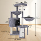 37 4   Cat Tree Tower With Scratching Posts  Hammocks  And Condo - Grey