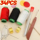 34pc Complete Sewing Kit - Big Eye Steel Sewing Needles Kit Stainless Steel  