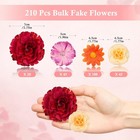 210 Pcs Artificial Flower Heads Silk Daisy Rose Sunflower Diy Crafts Wedding