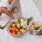 White Flower Large Wicker Picnic Basket With Washable Liner
