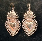 Taxco Flaming Sacred Heart Frida Dangle Earrings 10g 925 Sterling Silver New 