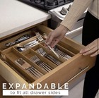 Expandable Bamboo Kitchen Drawer Organizer - Adjusts To Drawer Size - Bamboo
