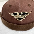 Vintage Harley Davidson Brown Docker Cap Brimless Hat Skull Biker Embroider