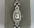 1940   s Bulova 14k Gold Diamond Watch Deco Lucien Grunzweig Sterling Band Works