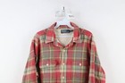 Vintage 90s Ralph Lauren Mens Medium Thermal Waffle Knit Lined Flannel Jac Shirt
