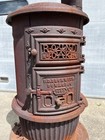 Antique Round Oak Wood Burning Parlor Stove Cast Iron - Parts repair