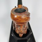 Rare Vintage Hand Carved Face Man Goatie Musketeer French Wood Smoking Pipe Art