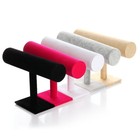Velvet T-bar Bracelet Display Stand Black Gray Jewelry Holder Watch Bangle Rack