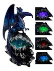 Ebros Aqua Dragon Fossil Cave Crystal Guardian Led Night Light Figurine 12 5 h