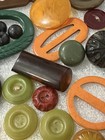 Lot 40 Vintage Bakelite Buttons Buckles Chunky Colorful Tested Butterscotch