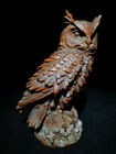 Vintage Wooden Owl Statue Sculpture Figurine Home Decor Boxwood Carved Bird Art