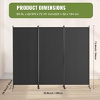3-panel Room Divider Folding Privacy Screen     Gray Fabric Partition