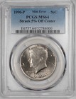 1990 P 50c Off Center Kennedy Half Dollar Mint Error Pcgs Ms64 