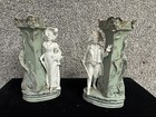 Antique Pair Porcelain Statue Vase 6  Male Female French Figurines 2817 - E1268