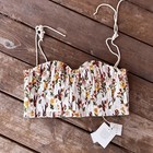 Agua By Agua Bendita Moringa Pleated Floral-print  Linen Cropped Top Nwt L