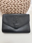 Yves Saint Laurent Envelope Clutch Vintage 3 Piece Set Leather Black Japan
